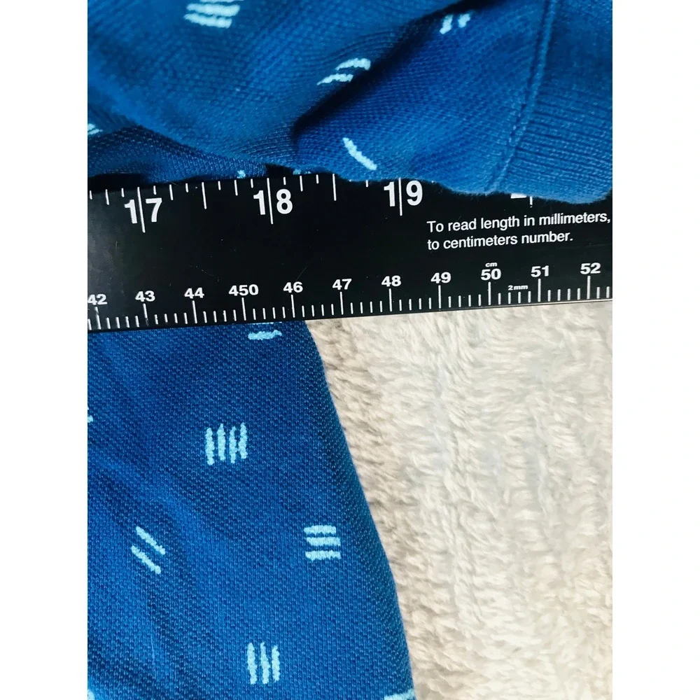 Levi's Polo Shirt Mens Medium Blue Geometric Dash Print Short Sleeve Logo Pique